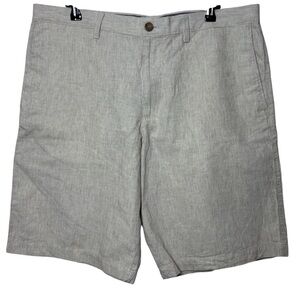 Banana Republic Shorts Men’s 36 Pinstripe Linen Blend Gray Cream Flat Front NWT
